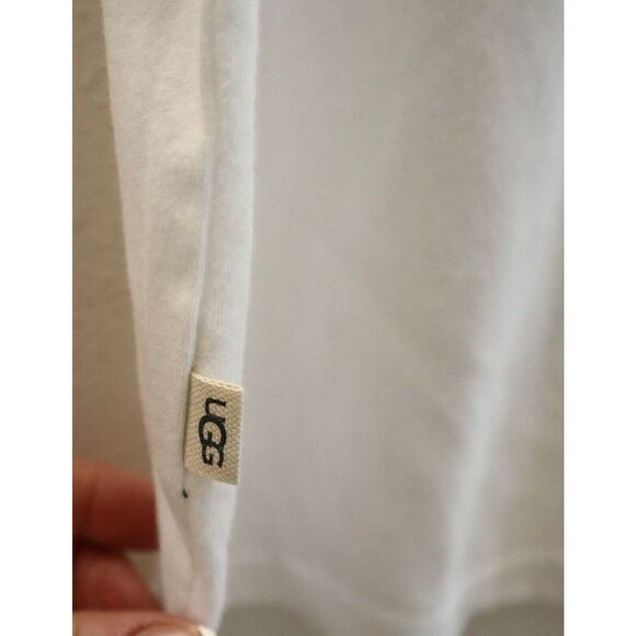 UGG 1129890 Men's Sz M White Micro French Terry Darian S/S Round Neck T-Shirt - Picture 5 of 5